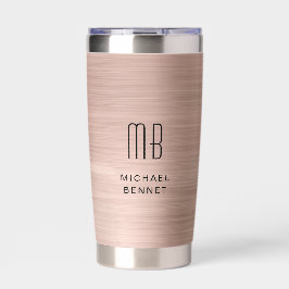 Elegante Monogram Rose Gold Thermobecher