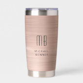 Elegante Monogram Rose Gold Thermobecher (Vorderseite)