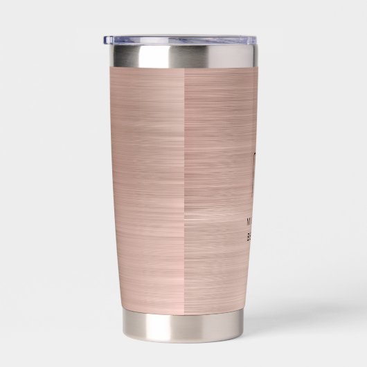 Elegante Monogram Rose Gold Thermobecher (Rechts)