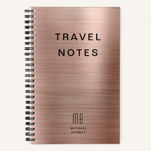 Elegante Monogram Rose Gold Travel Notizblock
