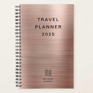 Elegante Monogram Rose Gold Travel Planer