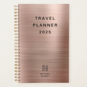 Elegante Monogram Rose Gold Travel Planer