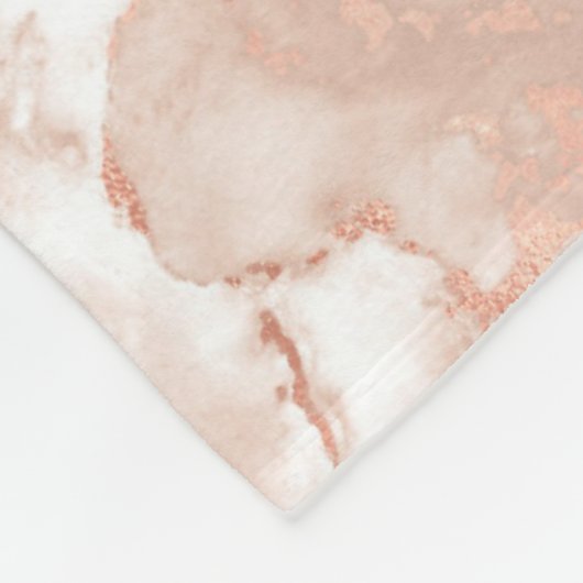 Elegante Monogram Rose Gold Weißer Marmor Fleecedecke (Ecke)