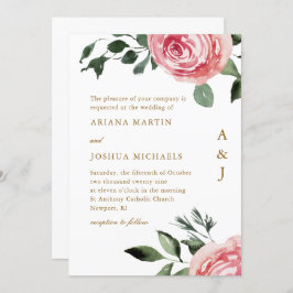 Elegante Monogram-Rose zum Hochzeitsempfang Einladung