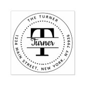 Elegante Monogram Round-Rücksendeadresse Permastempel (Design)