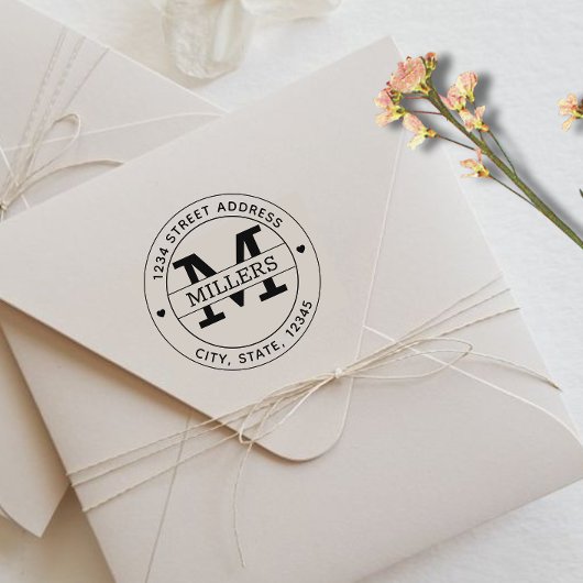 Elegante Monogram-Rücksendeadresse Gummistempel