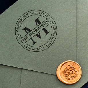 Elegante Monogram-Rücksendeadresse Permastempel