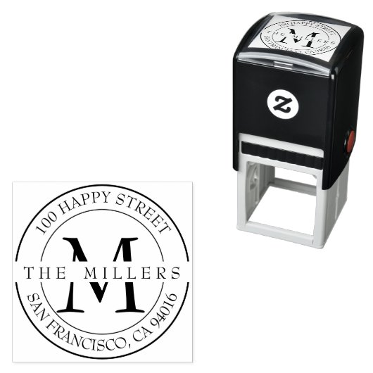 Elegante Monogram-Rücksendeadresse Permastempel (Beispiel)