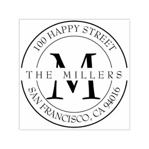 Elegante Monogram-Rücksendeadresse Permastempel