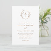 Elegante Monogram Rustic Formal Wedding Einladung (Stehend Vorderseite)