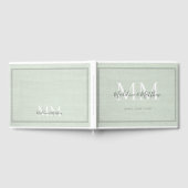 Elegante Monogram Rustic Sage Green Linen Wedding Gästebuch (Voll)