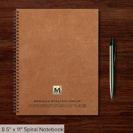 Elegante Monogram Sable Leather Print Spiral Notizblock