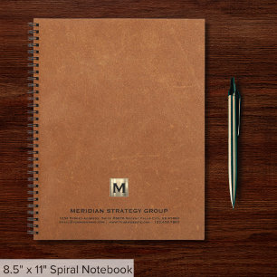 Elegante Monogram Sable Leather Print Spiral Notizblock
