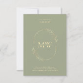 Elegante Monogram Sage Gold Boho Wedding Einladung (Vorderseite)