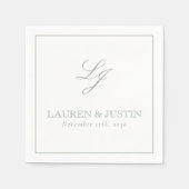 Elegante Monogram Sage Green Simple Script Wedding Serviette (Vorderseite)