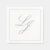Elegante Monogram Sage Green Simple Script Wedding Serviette (Vorderseite)