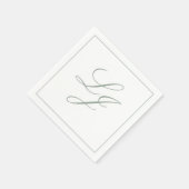 Elegante Monogram Sage Green Simple Script Wedding Serviette (Ecke)