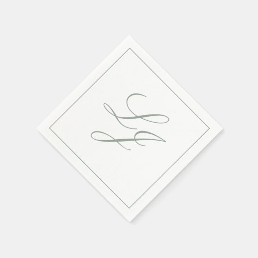 Elegante Monogram Sage Green Simple Script Wedding Serviette (Ecke)