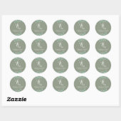 Elegante Monogram Sage Green Wedding Runder Aufkleber (Blatt)