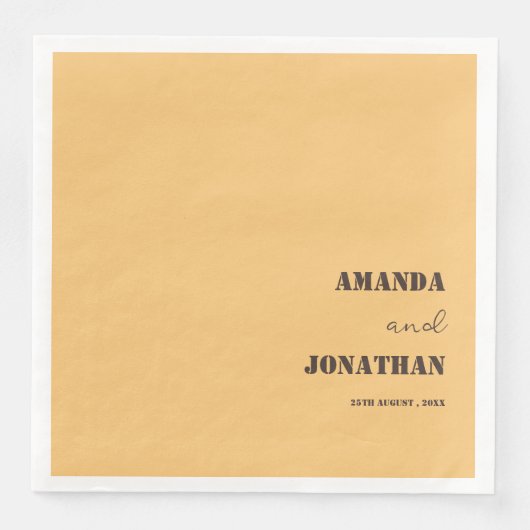 Elegante Monogram Sand Yellow Wedding Serviette (Vorderseite)