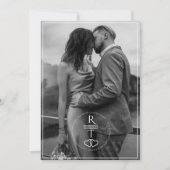Elegante Monogram Schwarz-weiß 1 Foto Hochzeit Einladung (Vorderseite)