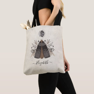 Elegante Monogram Schwarz-weiß Floral Butterfly Tasche