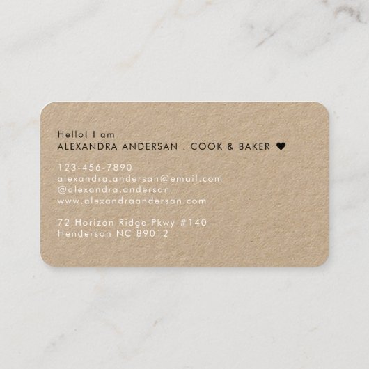 Elegante Monogram Schwarz-weiß Script Name Kraft Visitenkarte (Rückseite)