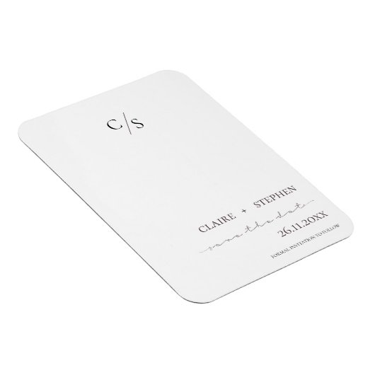 Elegante Monogram Schwarz-weiß Wedding Save the Da Magnet (Rechte Seite)