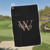 Elegante Monogram Script Black White Golfhandtuch