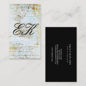 Elegante Monogram Script Gold Grunge Blue Texture Visitenkarte (Vorne/Hinten)