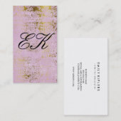 Elegante Monogram Script Gold Grunge Pink Visitenkarte (Vorne/Hinten)