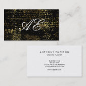 Elegante Monogram Script Gold Grunge Visitenkarte (Vorne/Hinten)