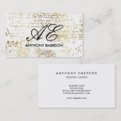 Elegante Monogram Script Gold Grunge Visitenkarte (Vorne/Hinten)