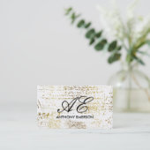 Elegante Monogram Script Gold Grunge Visitenkarte (Stehend Vorderseite)