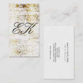 Elegante Monogram Script Gold Grunge Visitenkarte (Vorne/Hinten)