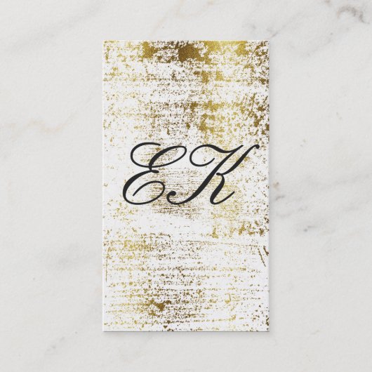 Elegante Monogram Script Gold Grunge Visitenkarte (Vorderseite)
