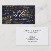 Elegante Monogram Script Gold Grunge Visitenkarte (Vorne/Hinten)