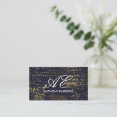 Elegante Monogram Script Gold Grunge Visitenkarte (Stehend Vorderseite)