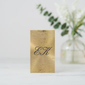 Elegante Monogram Script Gold Metallic Speck Visitenkarte (Stehend Vorderseite)