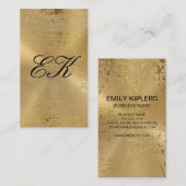 Elegante Monogram Script Gold Metallic Speck Visitenkarte (Vorne/Hinten)