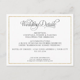 Elegante Monogram Script Gold Wedding Details Begleitkarte