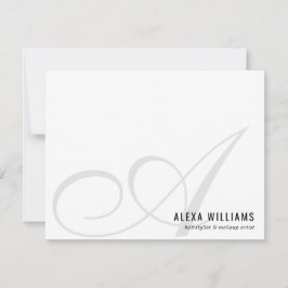 Elegante Monogram Script Initial Simple Business Mitteilungskarte