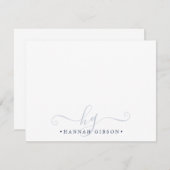 Elegante Monogram Script Initials Navy Blue Mitteilungskarte (Vorne/Hinten)