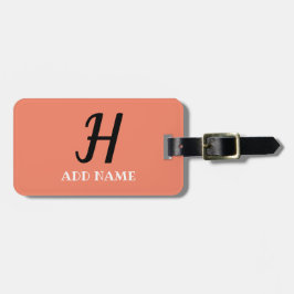 Elegante Monogram Script Moderne Peach Add Name Gepäckanhänger