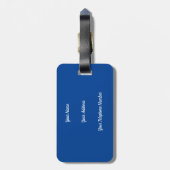 Elegante Monogram Script Moderner Blue Add Name Gepäckanhänger (Rückseite vertikal)