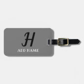 Elegante Monogram Script Moderner Grauer Name Gepäckanhänger (Vorderseite horizontal)