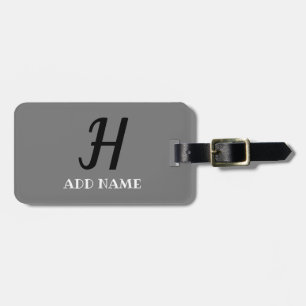 Elegante Monogram Script Moderner Grauer Name Gepäckanhänger