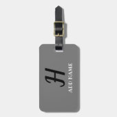 Elegante Monogram Script Moderner Grauer Name Gepäckanhänger (Vorderseite vertikal)
