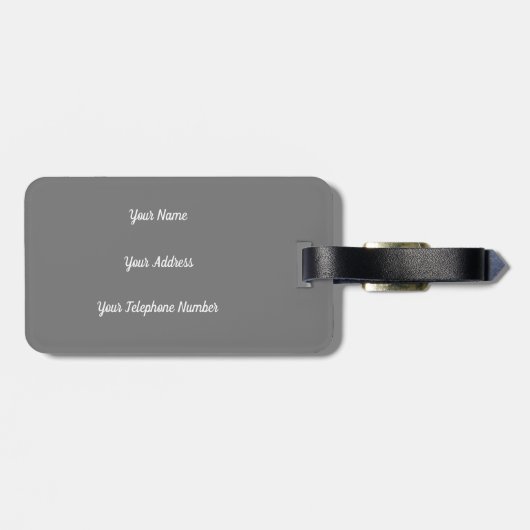 Elegante Monogram Script Moderner Grauer Name Gepäckanhänger (Rückseite horizontal)