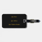 Elegante Monogram Script Moderner Name für Schwarz Gepäckanhänger (Rückseite horizontal)